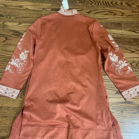 Soft Surroundings Embroidered Rust Floral Kimono, sueded - Picture 7 of 7